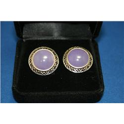 Sterling Earrings -Lavender Jade Settings