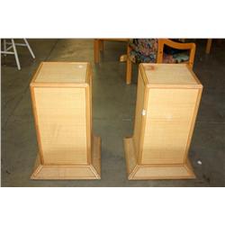 2 Wicker Display Stands & Bamboo Coffee Table