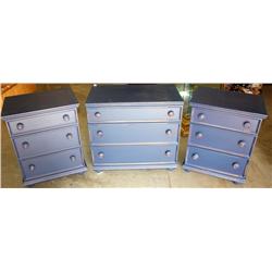 Blue Dresser and 2 Night Stands