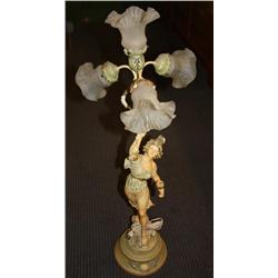 Vintage Art Deco Collection Francaise Spelter Lamp