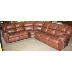 Brown Soft Leather 3 Pc. Sectional