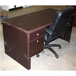 Desk and Leather Office Chair