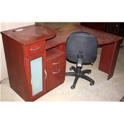 Desk and Leather Office Chair