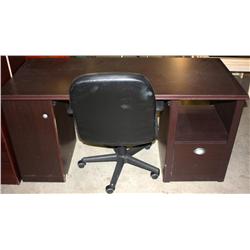 Desk and Leather Office Chair