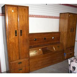 Bedroom Headboard, Lights, and Armoires