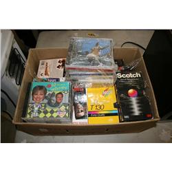 Box of Misc. VHS & Music CD's