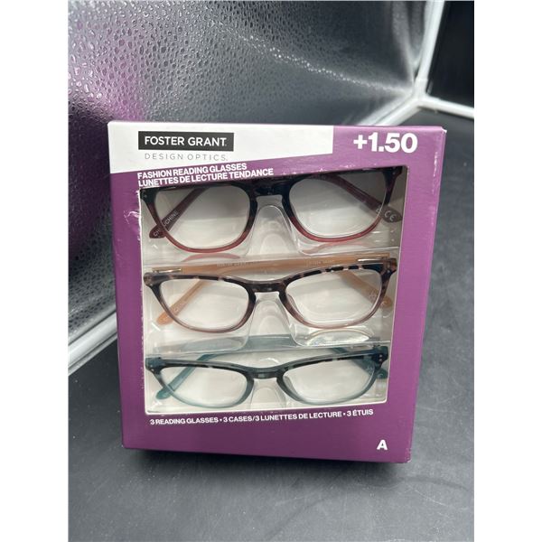 Foster Grant Reading Glasses Set of 3 +1.50 Power