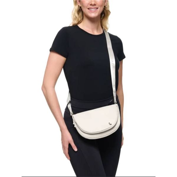 White Nylon Shoulder Bag With Adjustable Strap