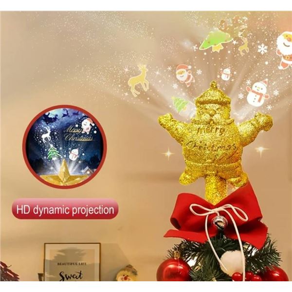 Gold Christmas Tree Topper Projector with Light-Up Feature