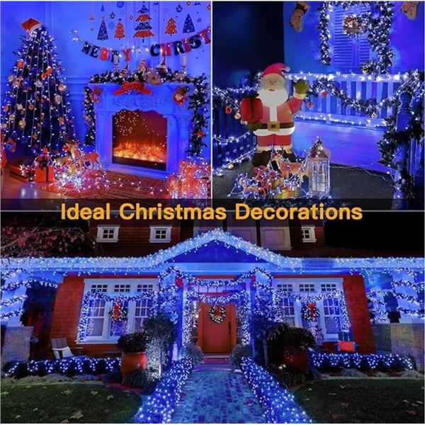 Christmas String Lights, 98FT 300LEDs Indoor Outdoor String Lights 8 Flashing Modes