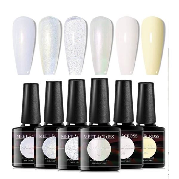 Meet Across White Nails Colors Sheer Jelly Gel Set