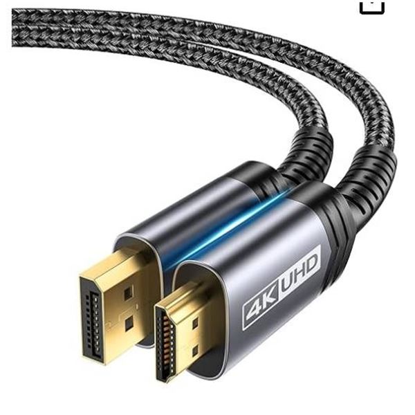 JSAUX HDMI to DisplayPort Cable 4K UHD, Black, 6.6 ft Length