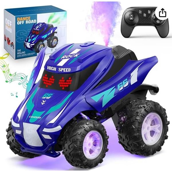 Byjogger Remote Controlled Cars, 2.4GHz RC Stunt Car Toy for Kids, RGB Light Music, Off-Road RC Car
