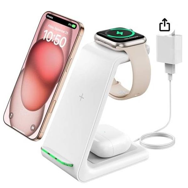 Wireless Charging Stand, GEEKERA 3 in 1 Wireless Charger Dock Station