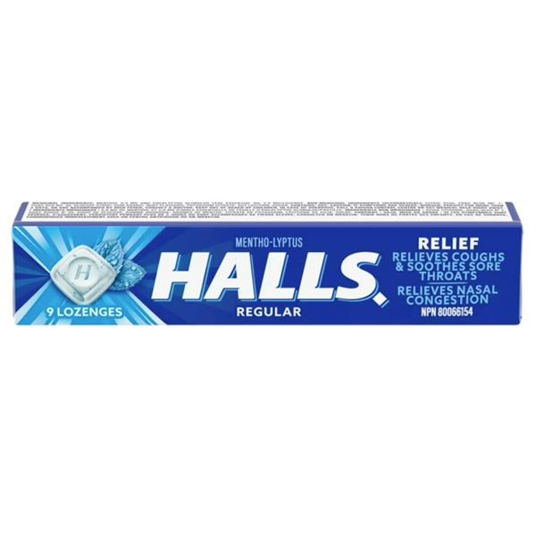 Lot of 9  Halls Mentho-Lyptus Relief Lozenges, Regular Flavor, 9-Count Each