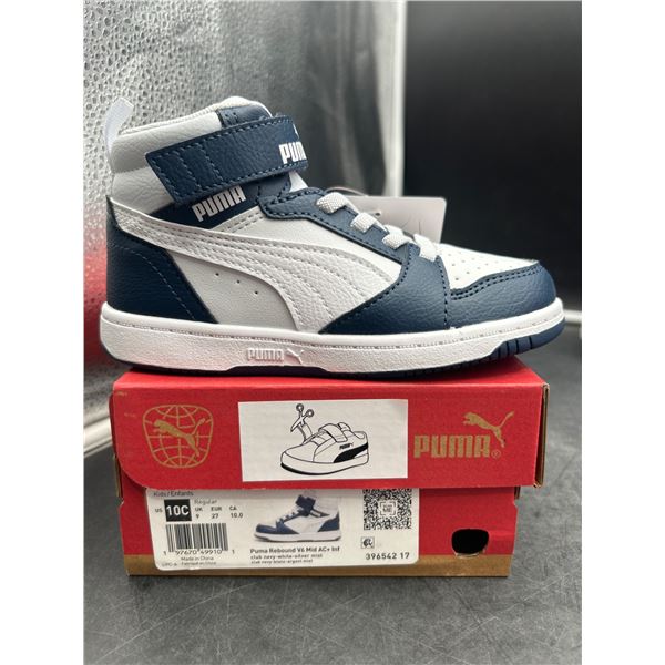 PUMA Rebound LayUp AC PS Kids’ High-Top Sneakers, Size 10C, Navy/White