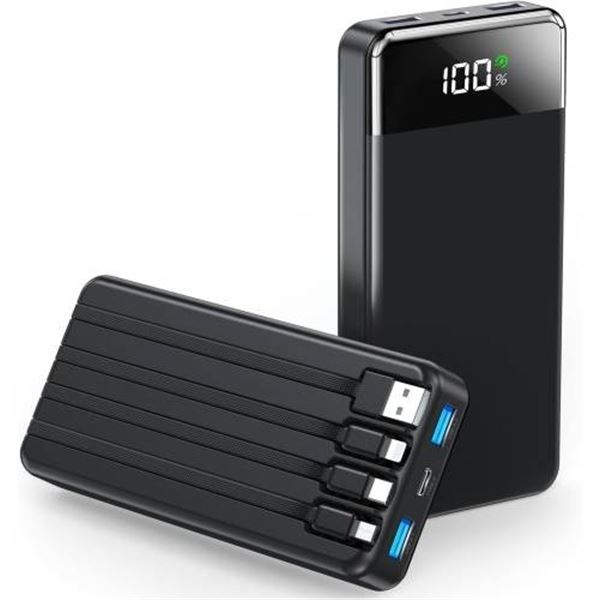Portable Charger 35000mAh with Built-in Cables