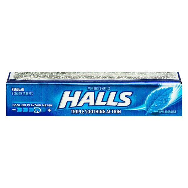 10 Packs Halls Menthol Lozenges, Mint Flavour, 10×9 lozenges
