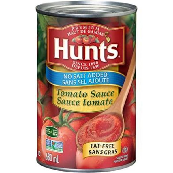 Hunt’s No Salt Added Tomato Sauce 680ml Cans – Lot of 6