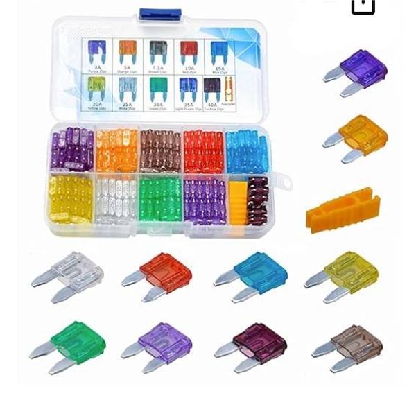 SRS12 Car Blade Fuse Set, 145 Pieces, Multiple Amperages