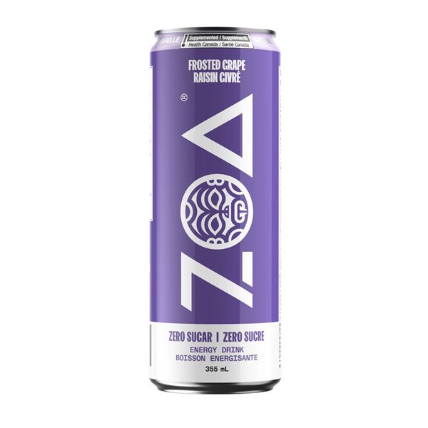 Zoa Energy Drink 12-Pack, Frosted Grape, 355mL Cans