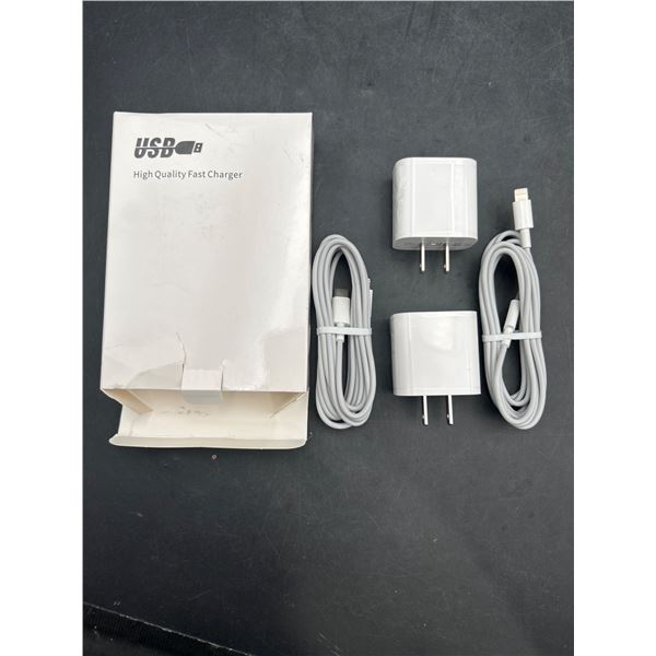 Lot of 2 USB-C Power Adapter with Two Lightning Cables – 20W Output