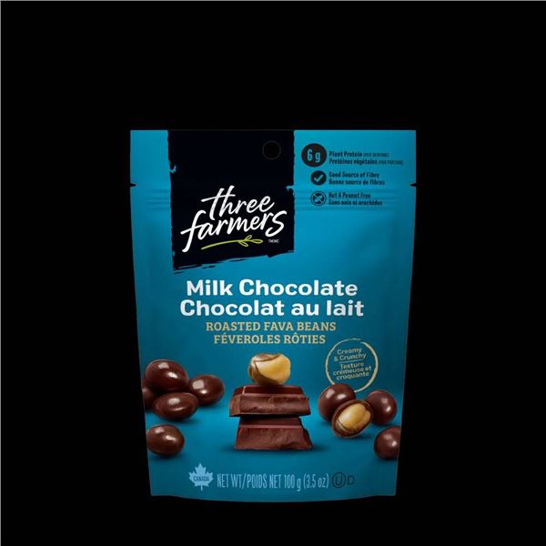 Three Farmers Milk Chocolate Roasted Fava Beans, 6 x 100 g