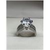 Image 1 : Silver-Tone Ring With Clear Center Stone and Side Accents