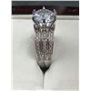 Image 2 : Silver-Tone Ring With Clear Center Stone and Side Accents