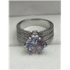 Image 4 : Silver-Tone Ring With Clear Center Stone and Side Accents