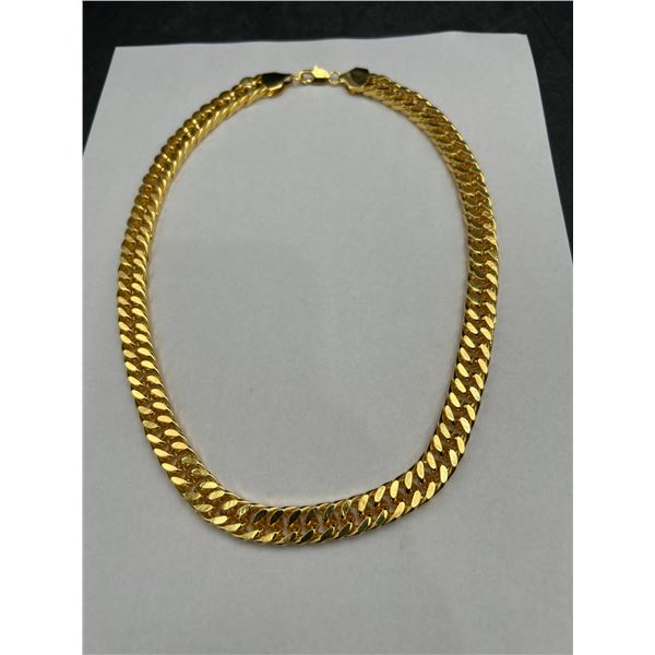 Gold-Tone Flat Curb Link Chain Necklace, Lobster Clasp