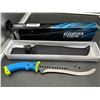 Image 2 : 16″ Defender Xtreme Full Tang Hunting Knife with Blue/Neon Green Rubber Handle