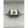 Image 1 : Men’s Masonic Ring with Gold-Toned Compass and Square Symbol
