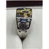 Image 2 : Men’s Masonic Ring with Gold-Toned Compass and Square Symbol