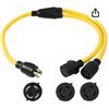 Image 1 : 3-Foot 30-Amp L14-30P to Dual L14-30R Power Splitter Cable
