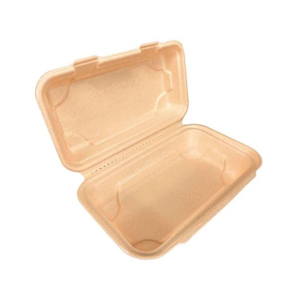 GreenCentury 80515 9 in x 5 in x 3 in Sugar Cane Clamshell Kraft Tableware 200 Count