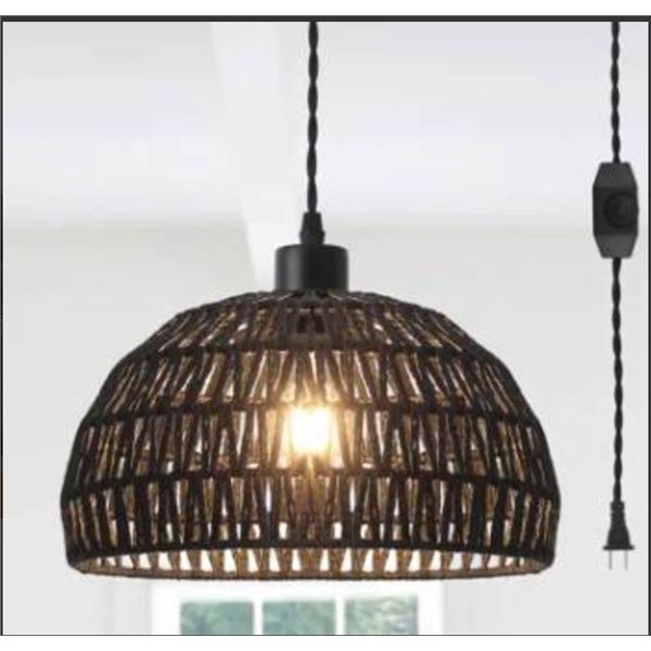 Rattan Pendant Light Fixture, Room, Restaurant (Black)