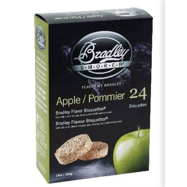 Bradley Smoker Apple Flavoured Smoking Pure Wood Chip Bisquettes, 24-Pack