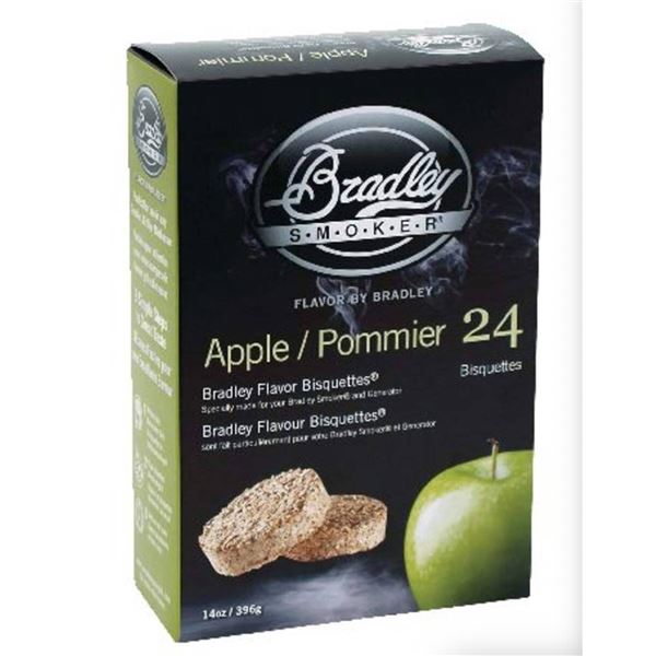 Bradley Smoker Apple Flavoured Smoking Pure Wood Chip Bisquettes, 24-Pack