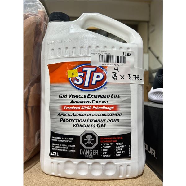 Lot of 4 STP GM Vehicle Extended Life Antifreeze/Coolant Premixed 50/50 – 3.78L Bottle
