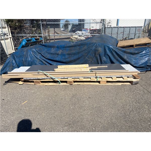 Pallet lot of assorted Laminate Countertop and Wood Boards for Surplus Use