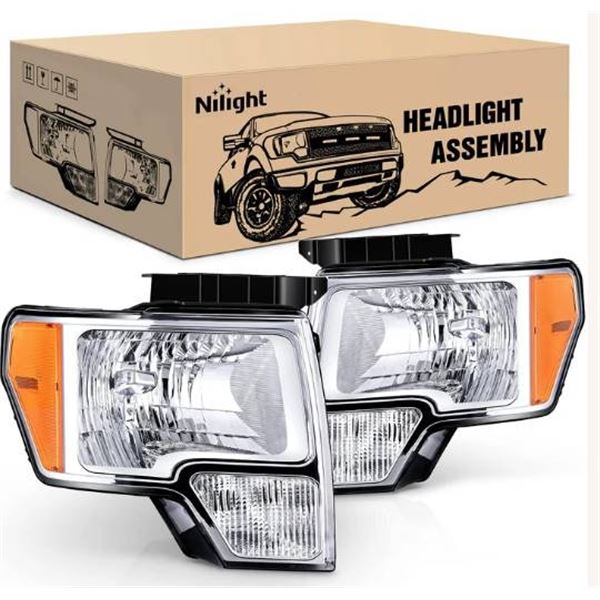 Nilight 2009 2010 2011 2012 2013 2014 F150 Headlight Assembly Chrome