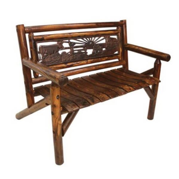 Leigh Country Char-Log Farm Scene Park Bench Model TX 93708