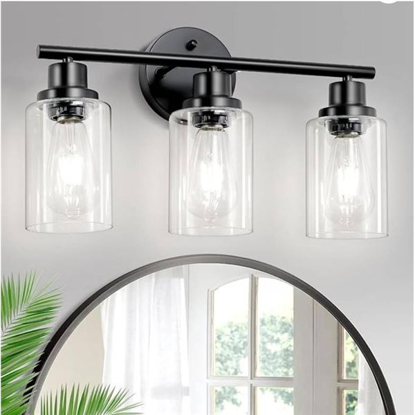 Golavio 3-Light Black Vanity Light Fixture GU-279-IXNB-HEB-3
