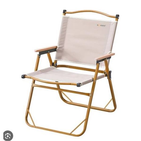 Bosden Folding Chair Set of 2 with Gold Frame and Beige Seat