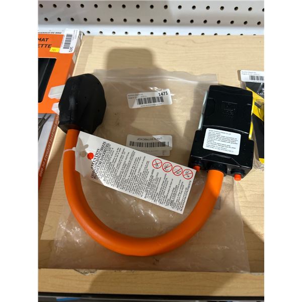 Heavy-Duty Power Splitter with Dual Outlet and Orange Cord