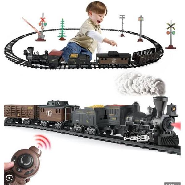 R/C Rail Steam Train Set with 2.4GHz Remote Control for Ages 3+