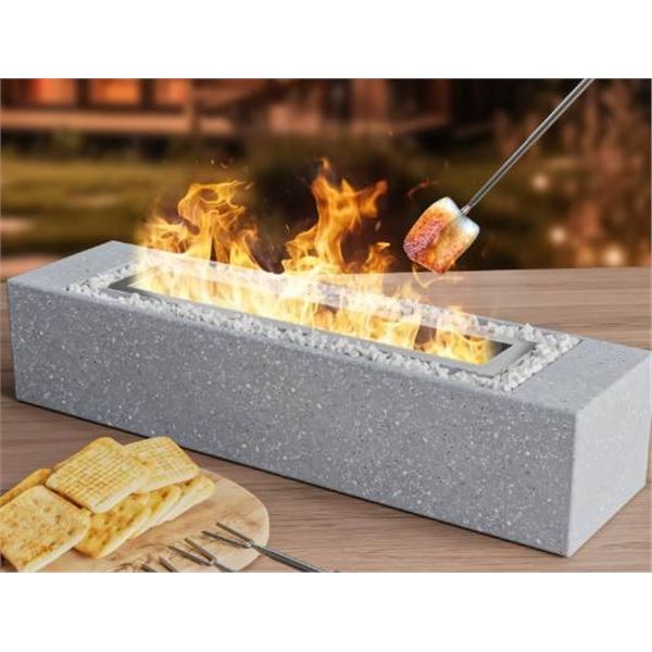 Voguad Rectangular Tabletop Fire Pit With Smokeless Bioethanol Fuel