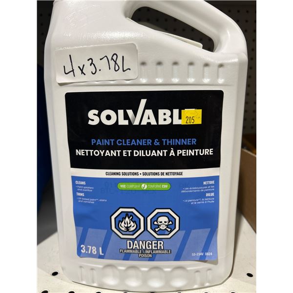 Solvable 205 Paint Cleaner and Thinner – 4 x 3.78L Containers