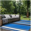 Image 1 : Blue and White Striped Outdoor Mat with Handle, Length 5ft